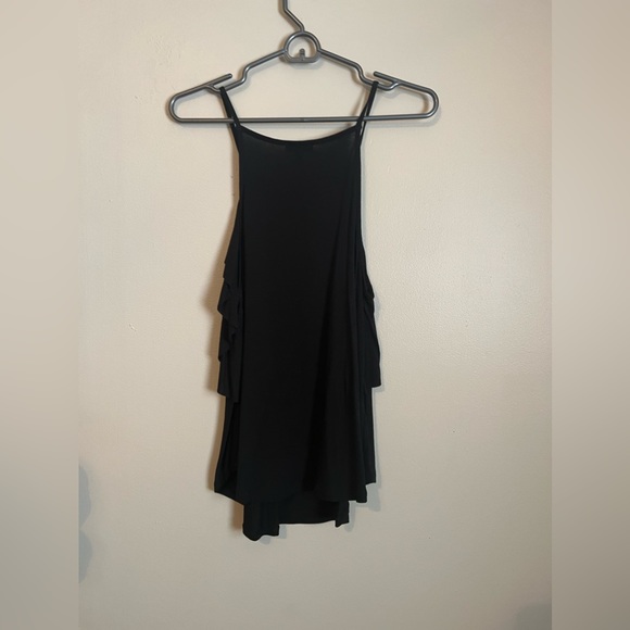 Express Tops - Women’s Express High Neck Black Ruffle Top - Size Medium
